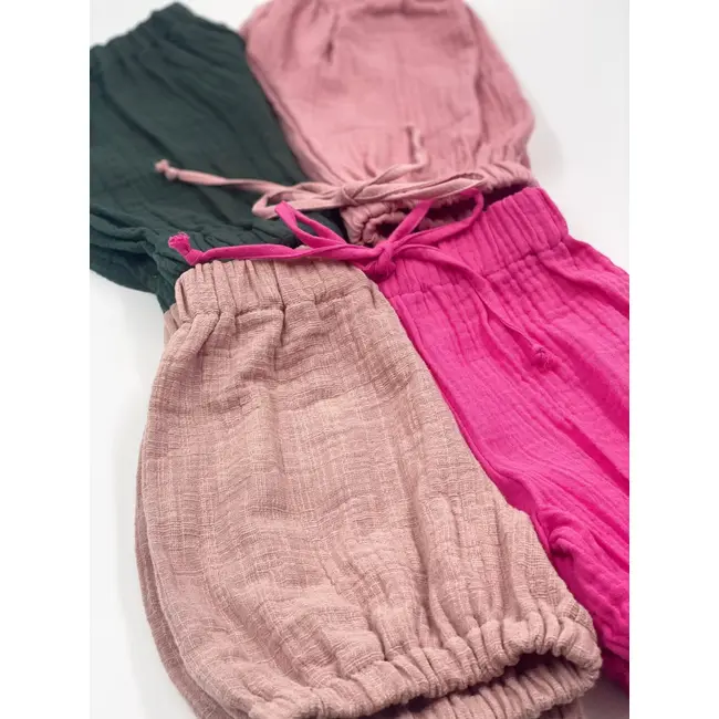 Pantaloni bufanti de vara pentru copii, din muselina,  Blushing Pink, 12-24 luni KDEPBM1218BP