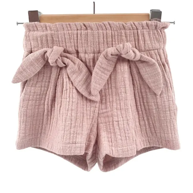 Pantaloni scurti pentru copii, din muselina, cu talie lata, Candy Pink, 5-6 ani KDEPSVMTL56CP