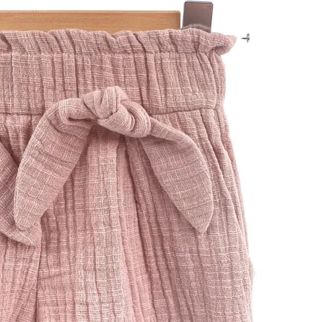 Pantaloni scurti pentru copii, din muselina, cu talie lata, Candy Pink, 5-6 ani KDEPSVMTL56CP