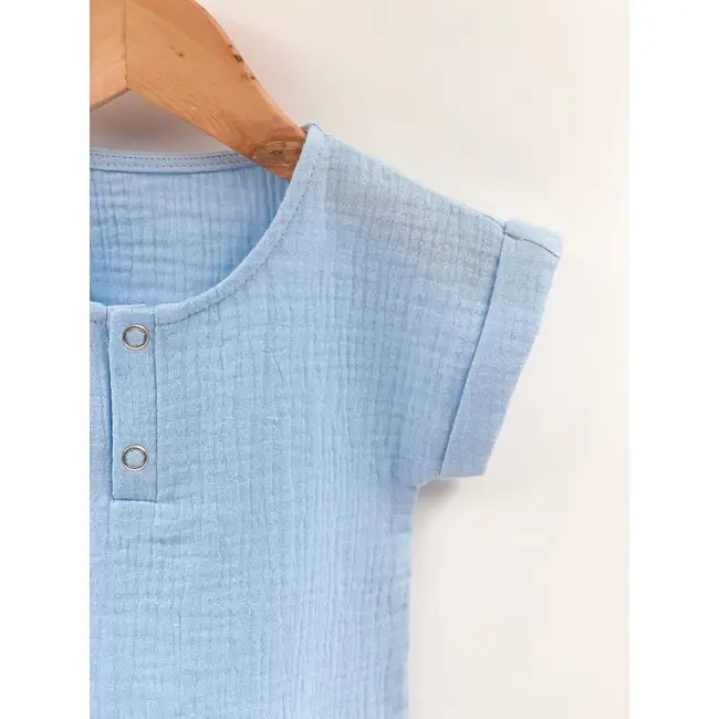 Tricou cu capse de vara pentru copii, din muselina, Bluebird, 3-4 ani KDETCM34BLUEB