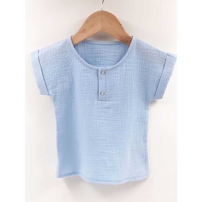 Tricou cu capse de vara pentru copii, din muselina, Bluebird, 4-5 ani KDETCM45BLUEB