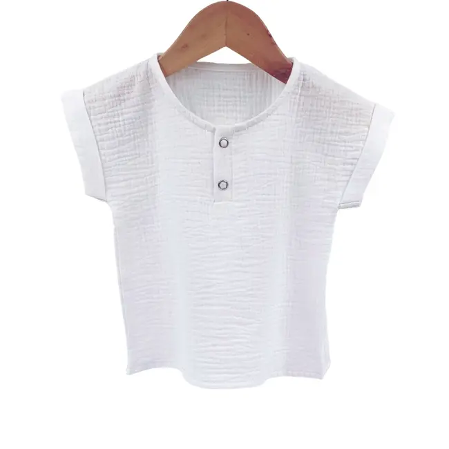 Tricou cu capse de vara pentru copii, din muselina, Pearl, 2 -3 ani KDETCM23PEARL