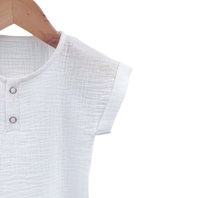 Tricou cu capse de vara pentru copii, din muselina, Pearl, 2 -3 ani KDETCM23PEARL