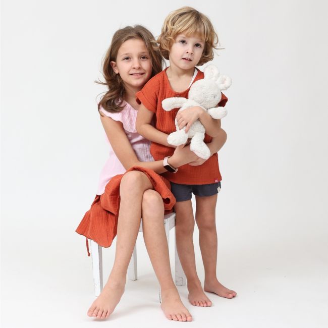 Tricou cu capse de vara pentru copii, din muselina, Summer Toffee, 3-4 ani KDETCM34SUMTOF
