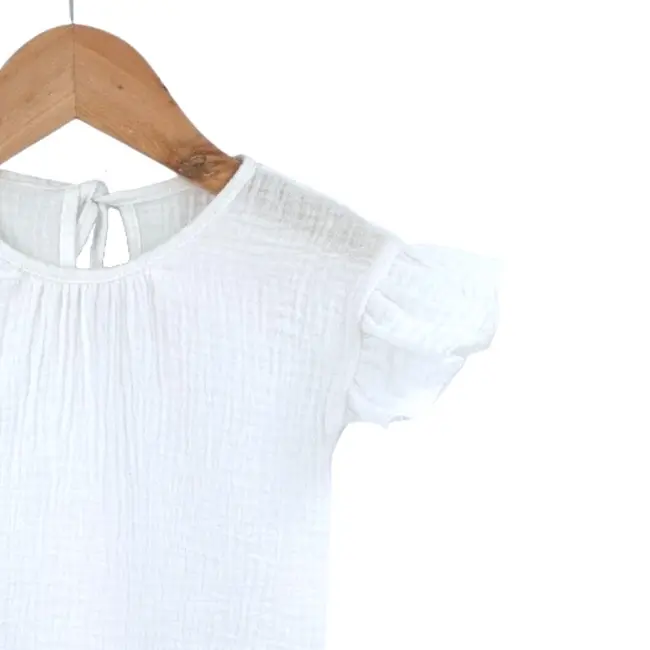 Tricou cu volanase la maneci pentru copii, din muselina, Pearl, 2-3 ani KDETMV23PEARL