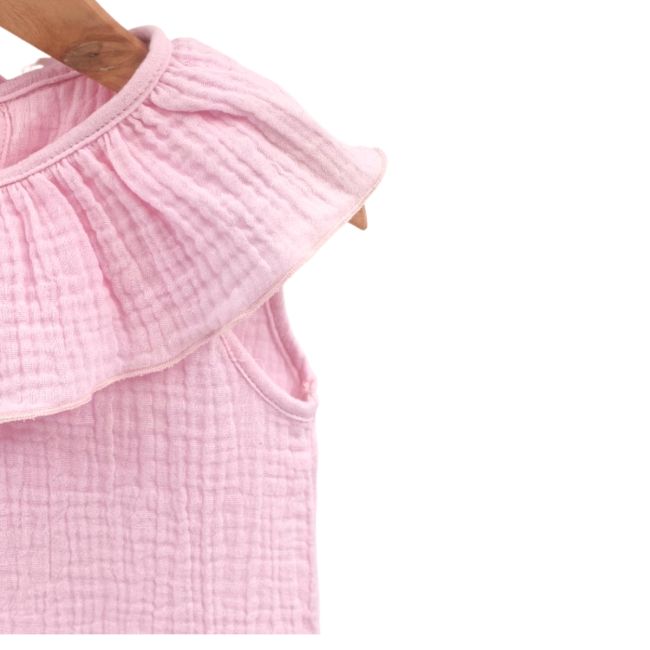 Tricou cu volanase pentru copii, din muselina, Magic Pink, 3-4 ani KDETVCM34MPINK