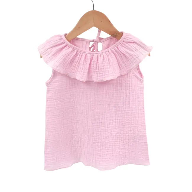 Tricou cu volanase pentru copii, din muselina, Magic Pink, 4-5 ani KDETVCM45MPINK