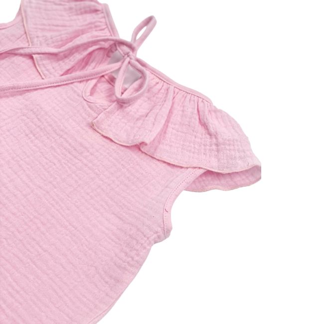 Tricou cu volanase pentru copii, din muselina, Magic Pink, 6-7 ani KDETVCM67MPINK