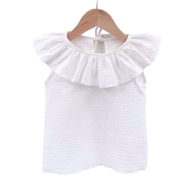 Tricou cu volanase pentru copii, din muselina, Pearl, 2-3 ani KDETVCM23PEARL