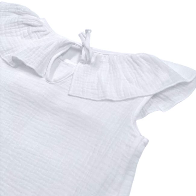 Tricou cu volanase pentru copii, din muselina, Pearl, 2-3 ani KDETVCM23PEARL
