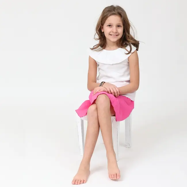 Tricou cu volanase pentru copii, din muselina, Pearl, 3-4 ani KDETVCM34PEARL