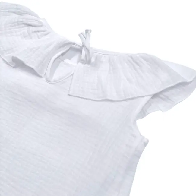 Tricou cu volanase pentru copii, din muselina, Pearl, 4-5 ani KDETVCM45PEARL