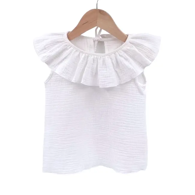 Tricou cu volanase pentru copii, din muselina, Pearl, 5-6 ani KDETVCM56PEARL