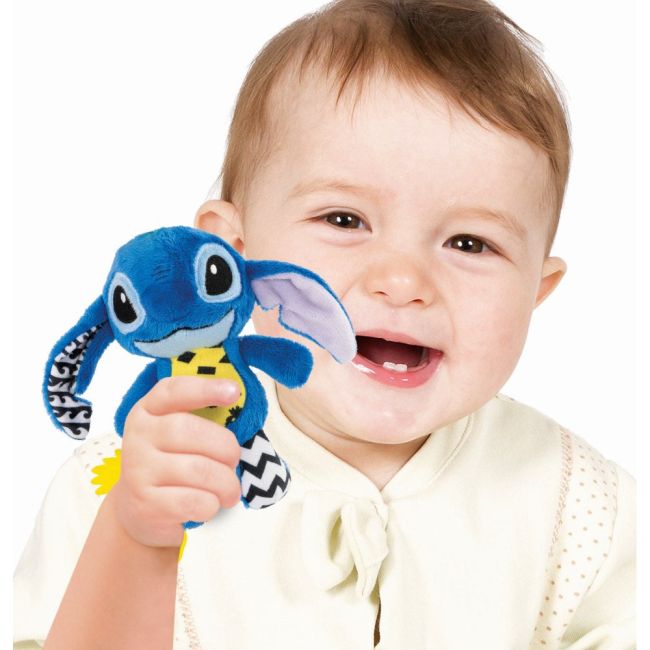 Clementoni - Jucarie senzoriala plus Disney Stitch cu zornaitoare pentru dezvoltarea simturilor ARTCL17919