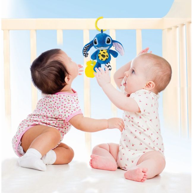 Clementoni - Jucarie senzoriala plus Disney Stitch cu zornaitoare pentru dezvoltarea simturilor ARTCL17919