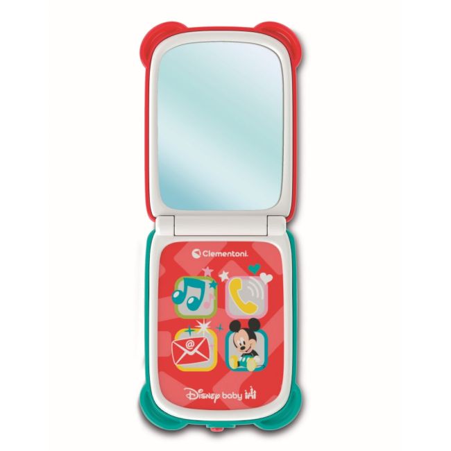 Clementoni - Telefon flip Mickey Mouse care dezvolta abilitatile motorii fine si simtul tactil ARTCL17514