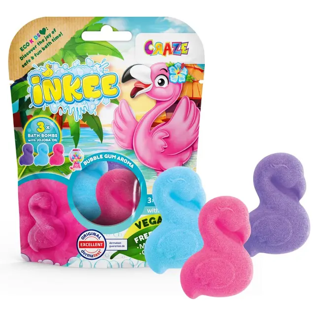 Craze - Bombe de baie Inkee 3 buc asortate in forma de Flamingo ARTCRZ55380