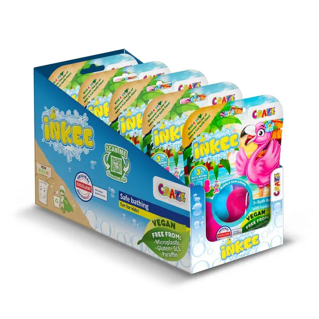 Craze - Bombe de baie Inkee 3 buc asortate in forma de Flamingo ARTCRZ55380