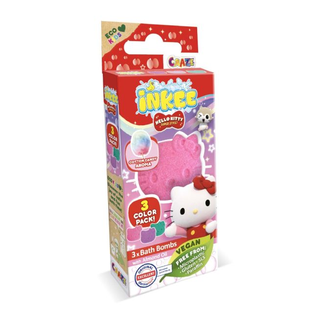 Craze - Bombe de baie Inkee 3 buc asortate in forma de Hello Kitty ARTCRZ50538