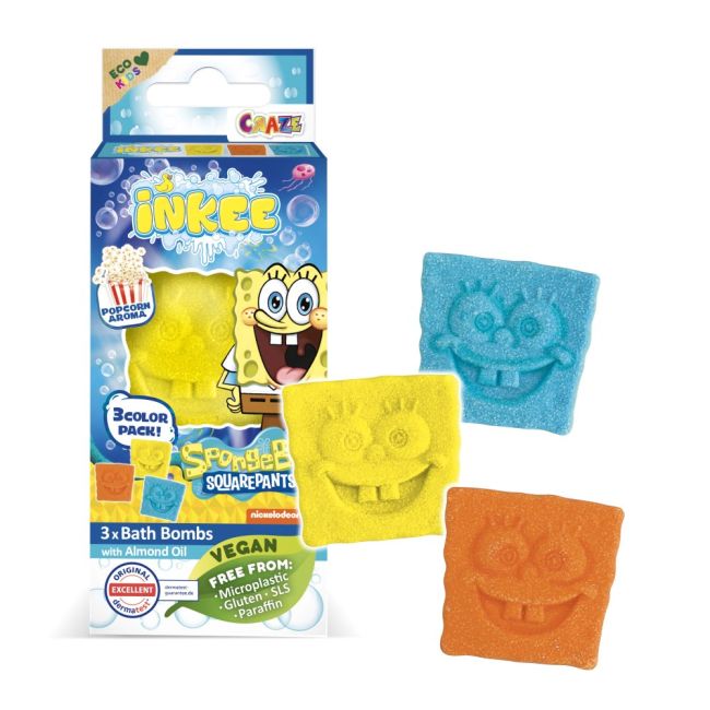 Craze - Bombe de baie Inkee 3 buc asortate in forma de SpongeBob ARTCRZ48740