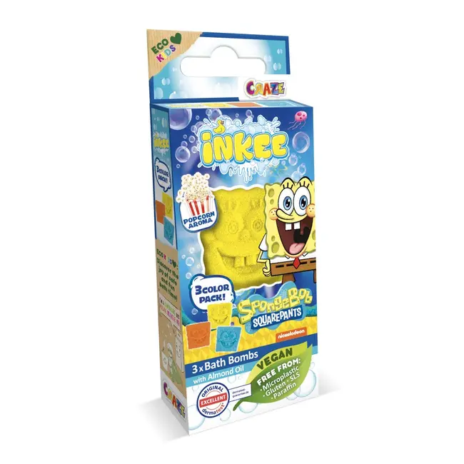 Craze - Bombe de baie Inkee 3 buc asortate in forma de SpongeBob ARTCRZ48740