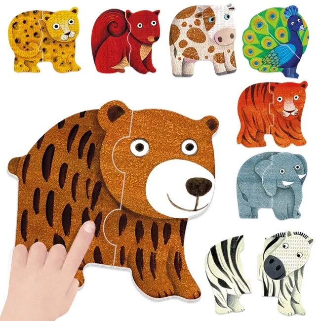 Headu - Puzzle Tactil contur Animale cu piese mari 2-4 ani ARTHE60797