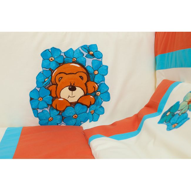 Lenjerie de pat copii, KidsDecor, Ursulet in flori KDE60120URSINFLORI