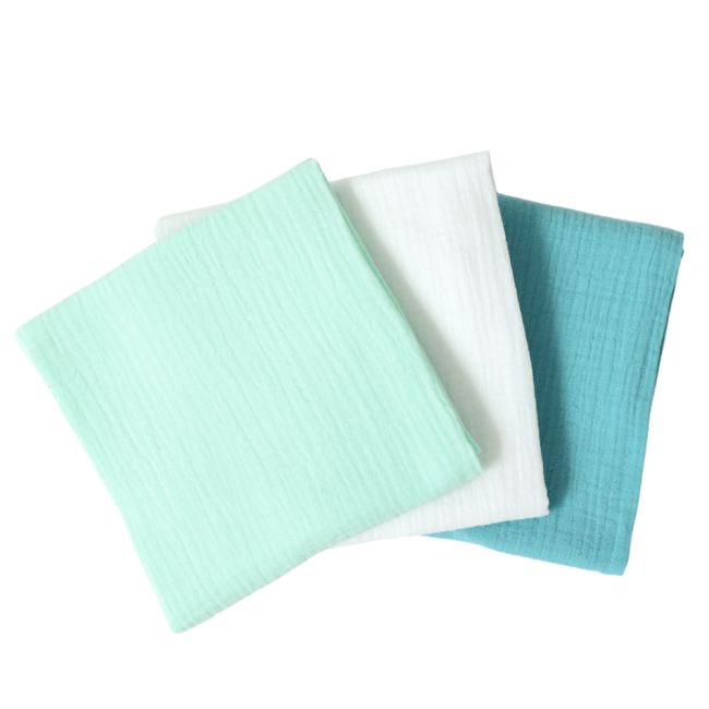 Set 3 scutece de muselina "Minty Pearl", 75x75 cm KDES3SMMINTYPRL