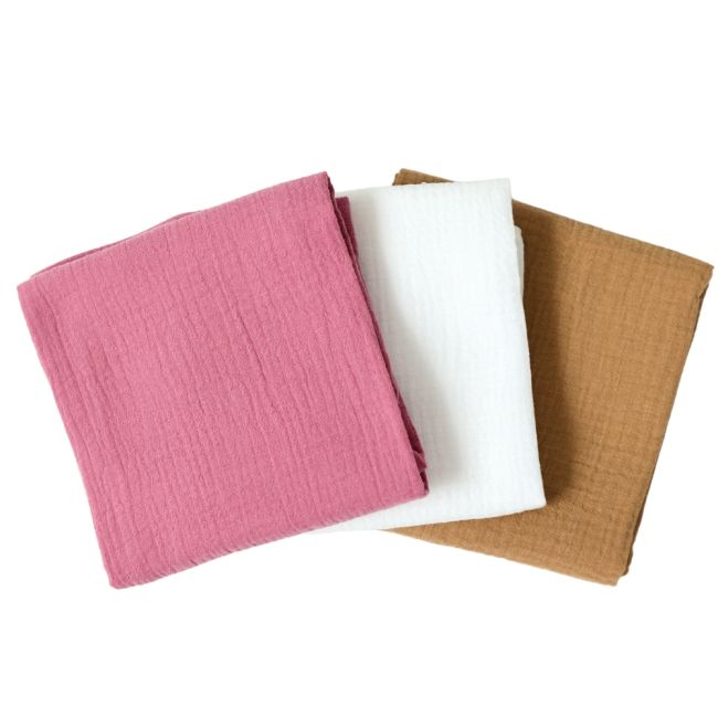 Set 3 scutece de muselina "Pinky Biscuit", 75x75 cm KDES3SMPINKYBSC
