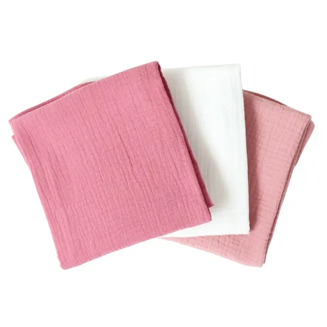 Set 3 scutece de muselina "Pinky White", 75x75 cm KDES3SMPINKYPRL