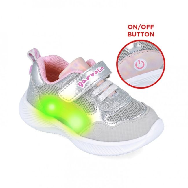 Sneakers cu leduri si curcubeu Garvalin 252801, argintiu (Marime: 30) JEM252801-B-30
