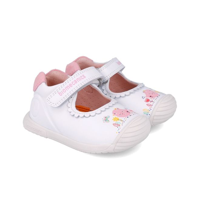 Pantofiori Primii Pasi pentru fetite Biomecanics 252105, Alb (Marime: 22) JEM252105-B-22