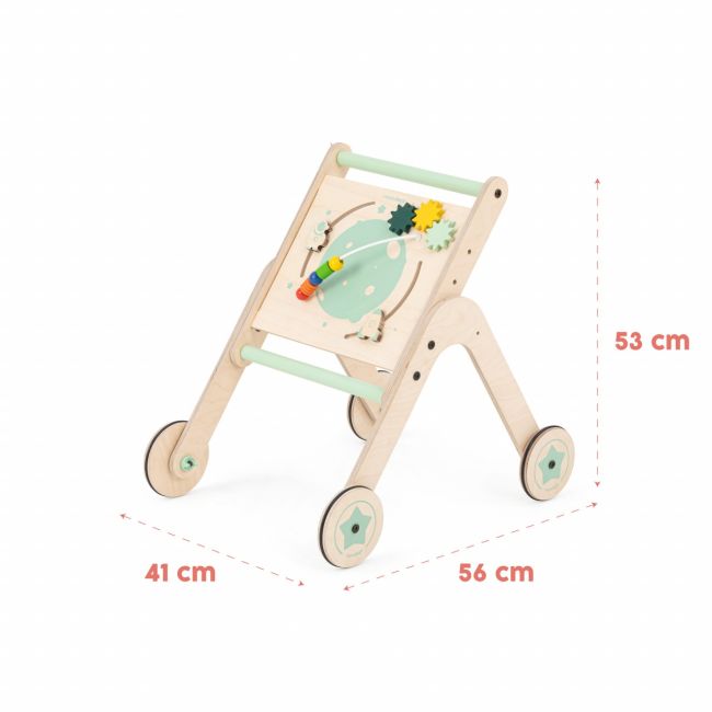Antepremergator din lemn 4 in 1 MamaToyz cu masuta de activitati, JEMMtyz_4in1
