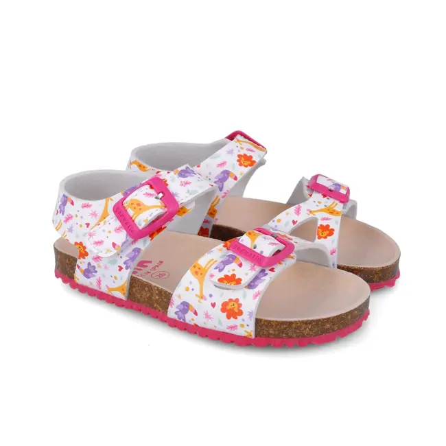 Sandale pentru copii cu floricele Garvalin, 252465, albi (Marime: 33) JEM252465-B-33