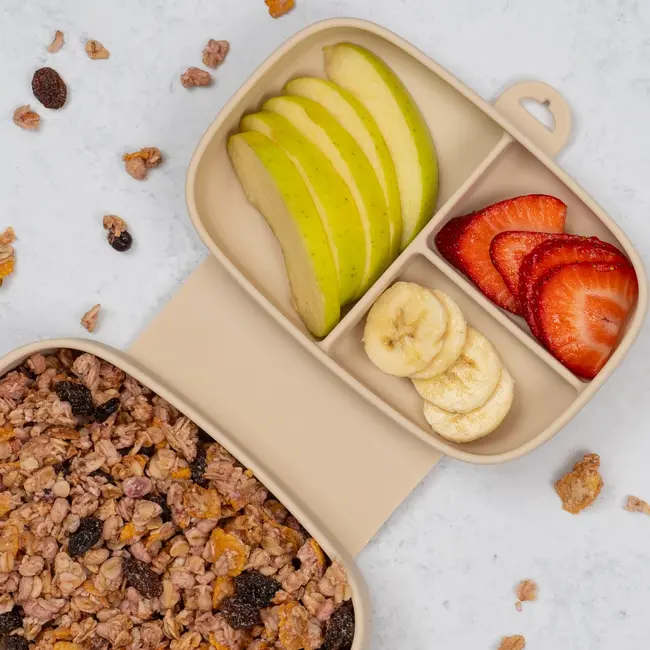 Caserola compartimentata din silicon cu ventuza, AppeKids Magic Box - Bubble Beige KRTAK275992