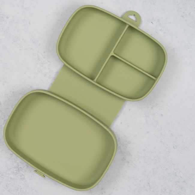 Caserola compartimentata din silicon cu ventuza, AppeKids Magic Box - Raw Green KRTAK276012