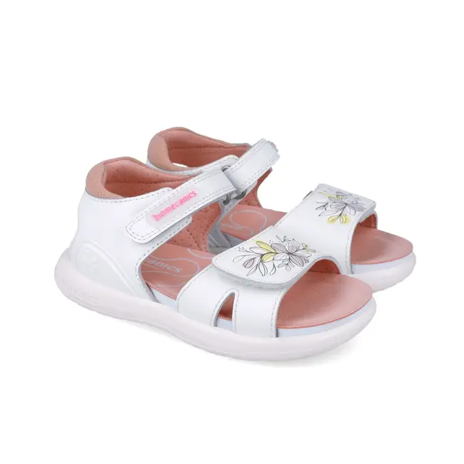 Sandale din piele pentru copii Floricele, Biomecanics, 252233, alb (Marime: 24(14,8-15,4 cm)) JEM252233-B-24