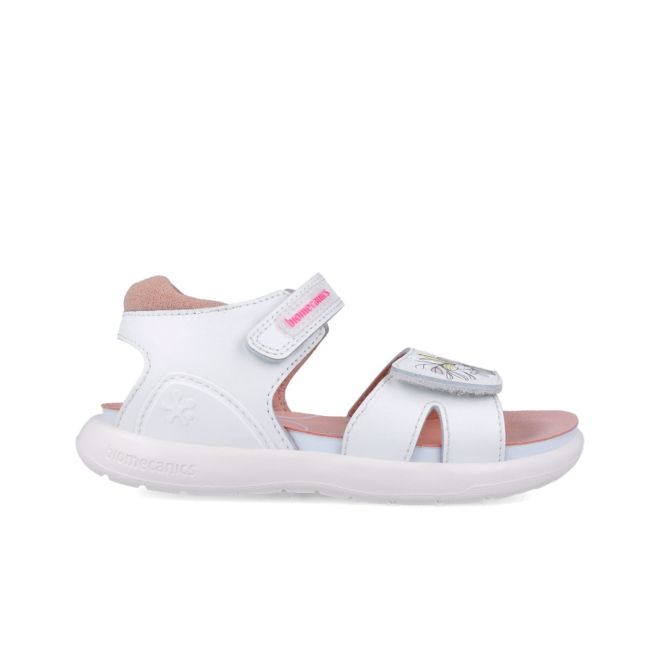 Sandale din piele pentru copii Floricele, Biomecanics, 252233, alb (Marime: 25(15,5-16,1 cm)) JEM252233-B-25