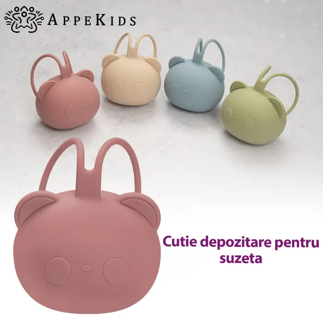 Suport pentru suzeta din silicon, AppeKids, The Little Bear - Old Rose KRTAK276067