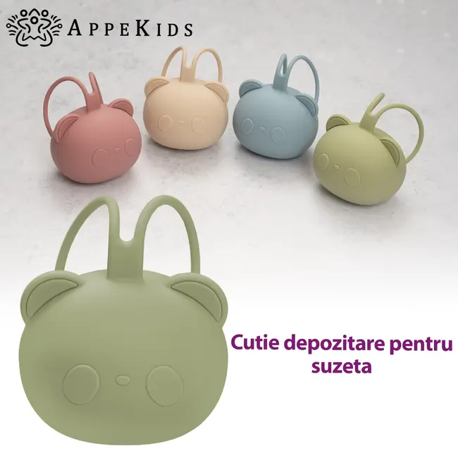 Suport pentru suzeta din silicon, AppeKids, The Little Bear - Raw Green KRTAK276098