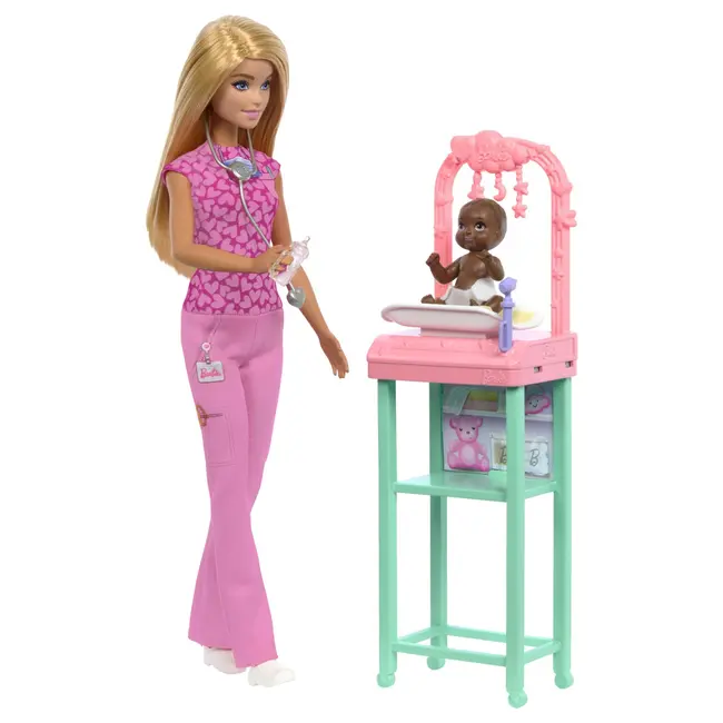 BARBIE CARIERE SET MOBILIER CU PAPUSA DOCTOR PEDIATRU BLONDA VIVMTJCR72