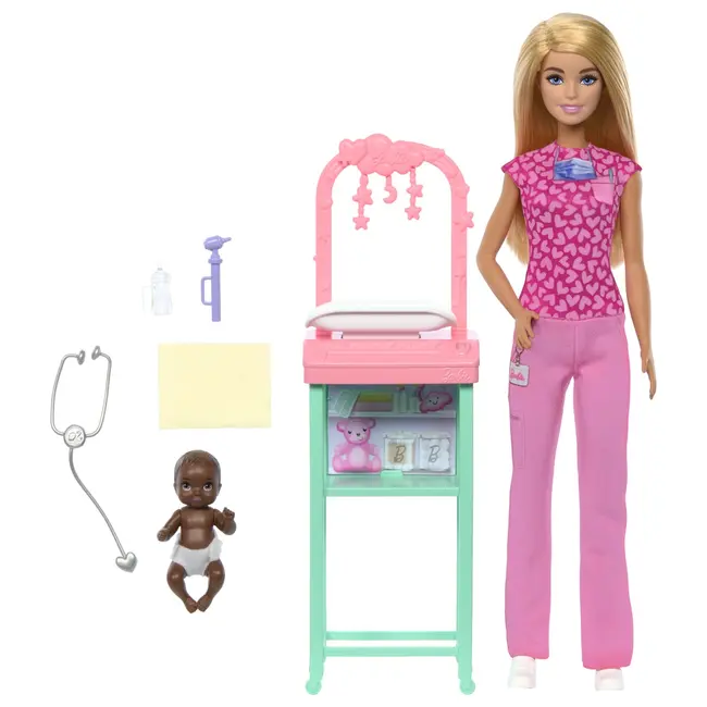 BARBIE CARIERE SET MOBILIER CU PAPUSA DOCTOR PEDIATRU BLONDA VIVMTJCR72