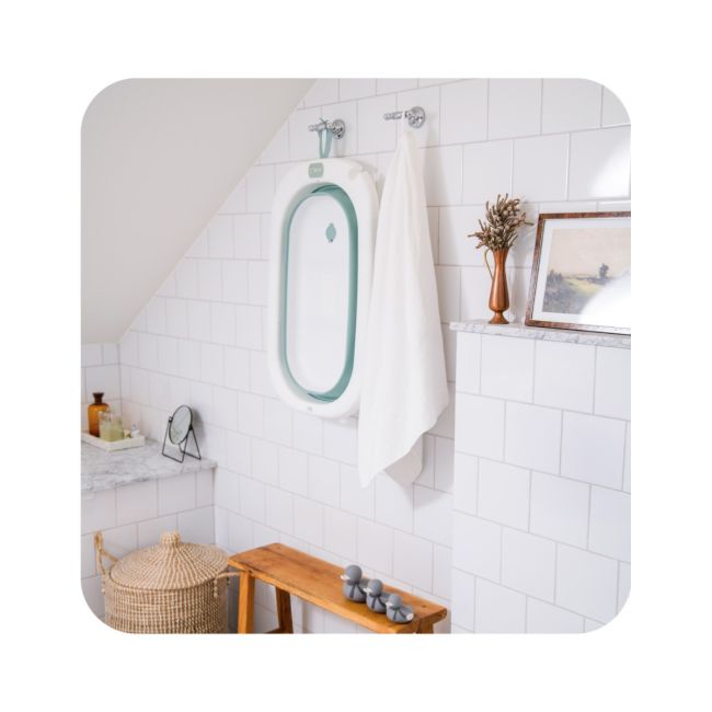 Cadita pliabila cu dop de scurgere, 0 Luni+,  Momi Nata – Grey KRTAKCE00052