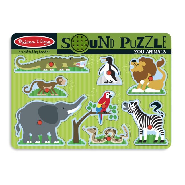 Melissa & doug - puzzle de lemn cu sunete animale de la zoo - okemd0727