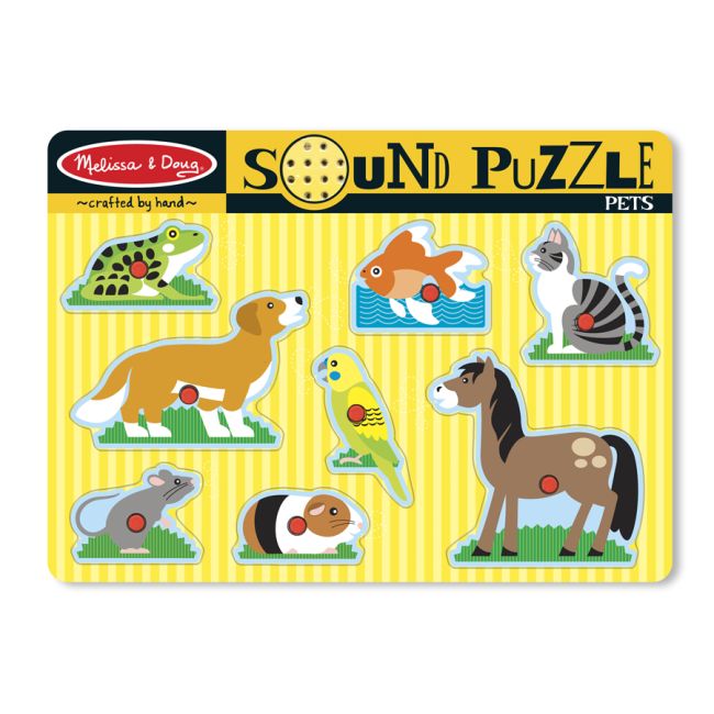 Puzzle de lemn cu sunete animale de companie melissa and doug - okemd0730