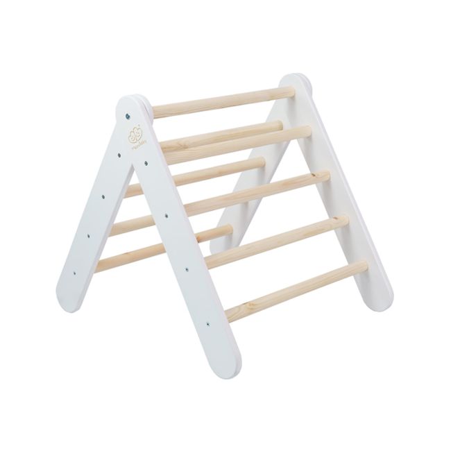 Scara Din Lemn Pentru Copii - Triunghi De Catarare Tip Pikler Montessori, Alb, Meowbaby Pjbwtd001