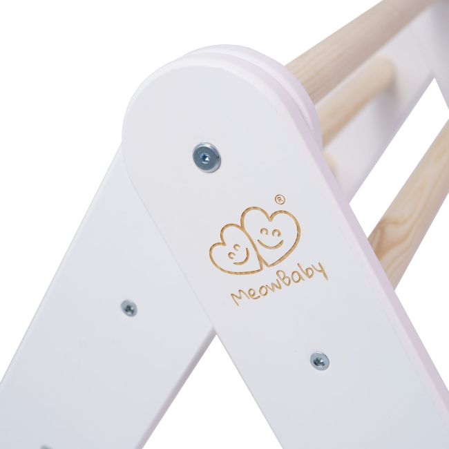 Scara Din Lemn Pentru Copii - Triunghi De Catarare Tip Pikler Montessori, Alb, Meowbaby Pjbwtd001