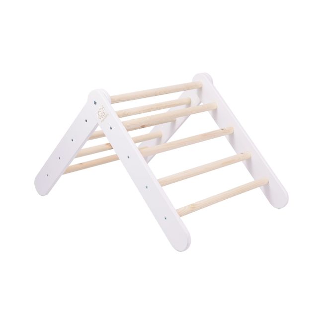 Scara Din Lemn Pentru Copii - Triunghi De Catarare Tip Pikler Montessori, Alb, Meowbaby Pjbwtd001