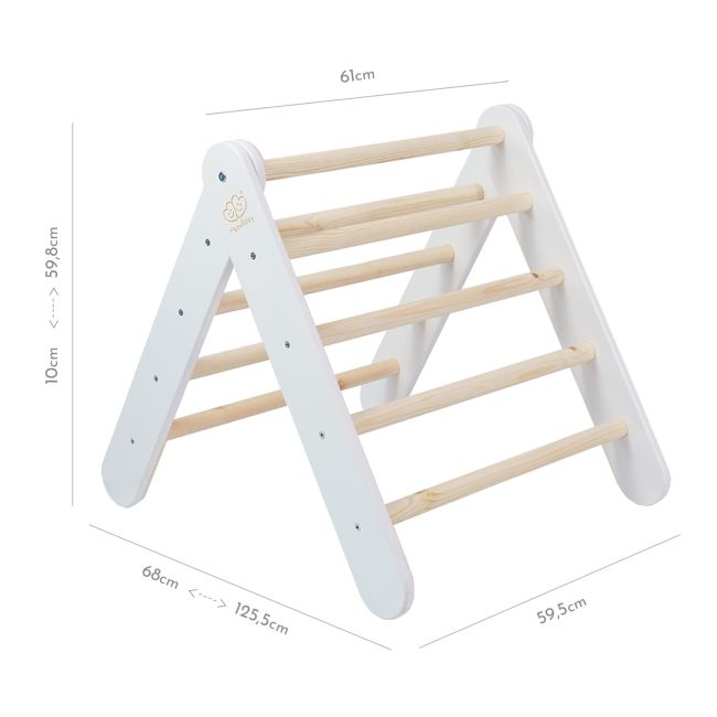 Scara Din Lemn Pentru Copii - Triunghi De Catarare Tip Pikler Montessori, Alb, Meowbaby Pjbwtd001