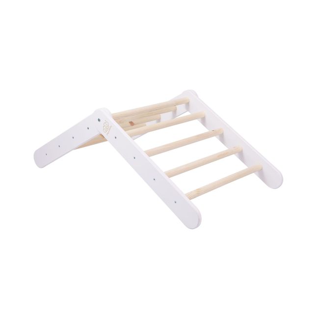 Scara Din Lemn Pentru Copii - Triunghi De Catarare Tip Pikler Montessori, Alb, Meowbaby Pjbwtd001